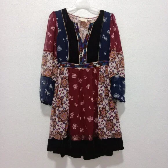 Anthropologie Maeve Quartier Latin Embroidered Patchwork Velvet Floral Dress - Picture 3 of 10